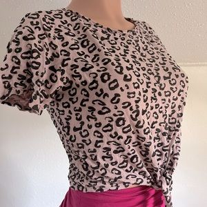 Light Pink Leopard - Tie Front tee